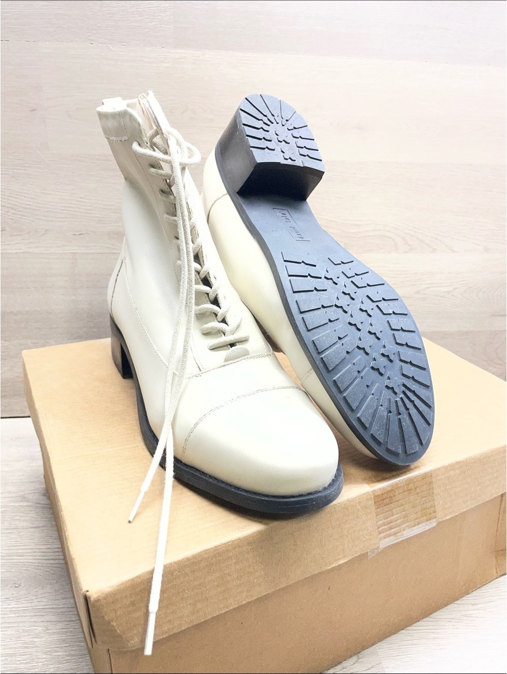 David Tate Ivory Lace-Up Ankle Boots #208
